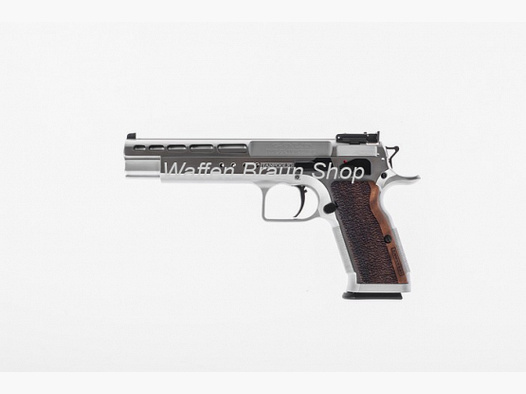 Tanfoglio Pistole T97L Gold Match Bullseye, 6", Kal. .45 Auto, hartverchromt, 3-Positionen-Visier