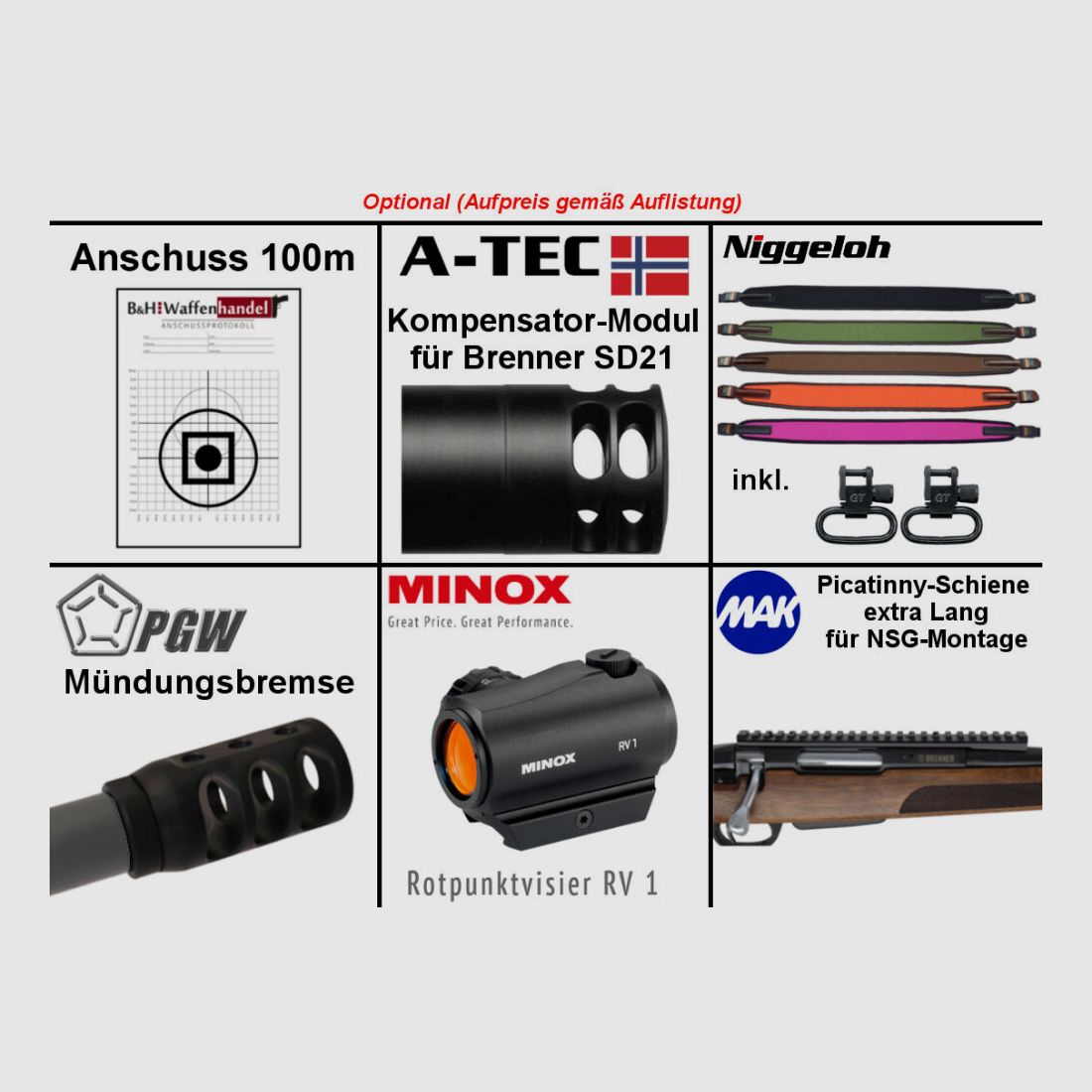 Brenner Komplettpaket: BR20 B&H Prohunter Flex Lochschaft mit Zeiss V6 2.5-15x56 fertig montiert