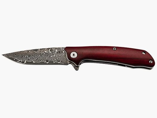 PUMA TEC Damascus Folding Knife, Sandalwood with Clip