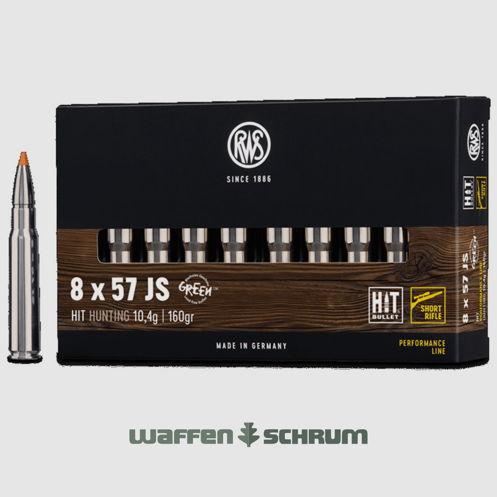 RWS HIT 10,4g - 160gr 8x57JS Short Rifle