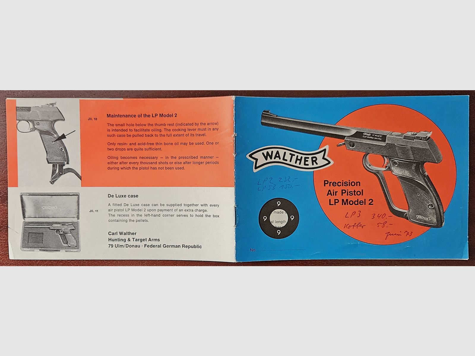 Istruzioni originali in inglese della Walther Luftpistole 2