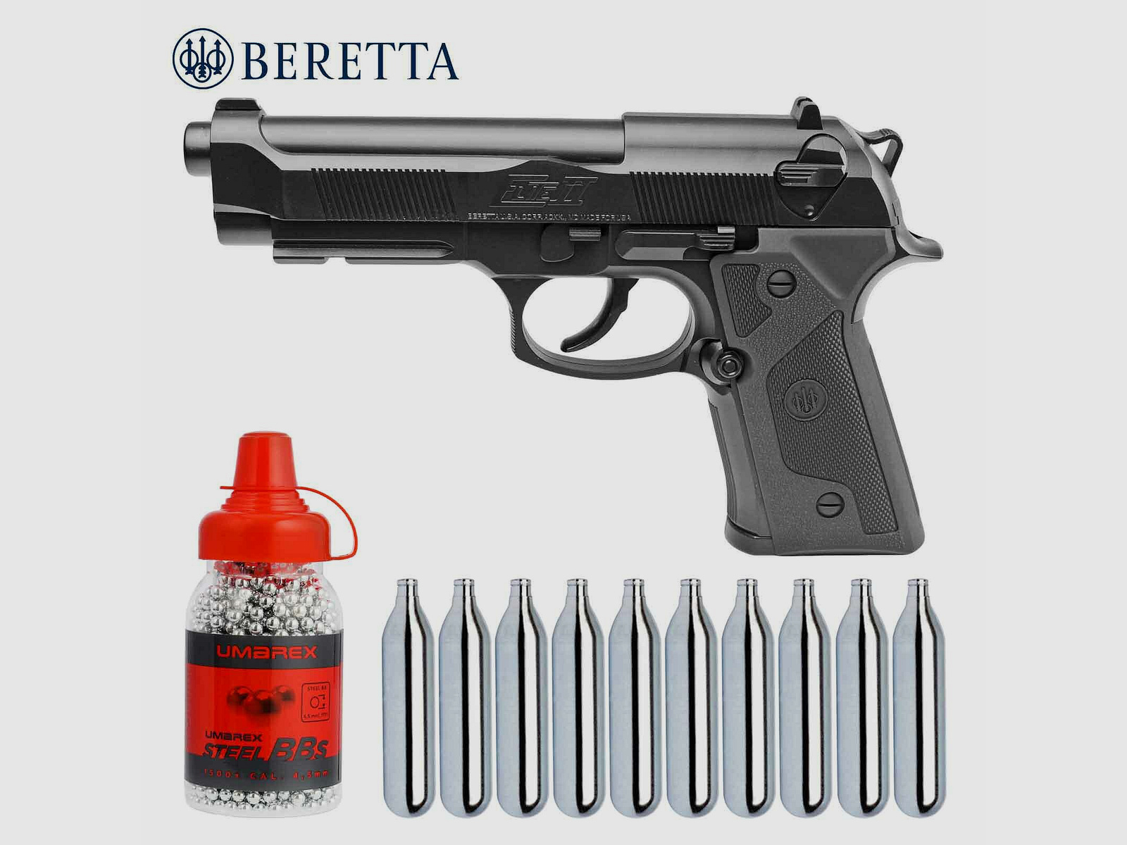 Luftpistolenset Beretta Elite II 4,5 mm BB Co2 (P18) + 10 Co2 + 1500 Schuss