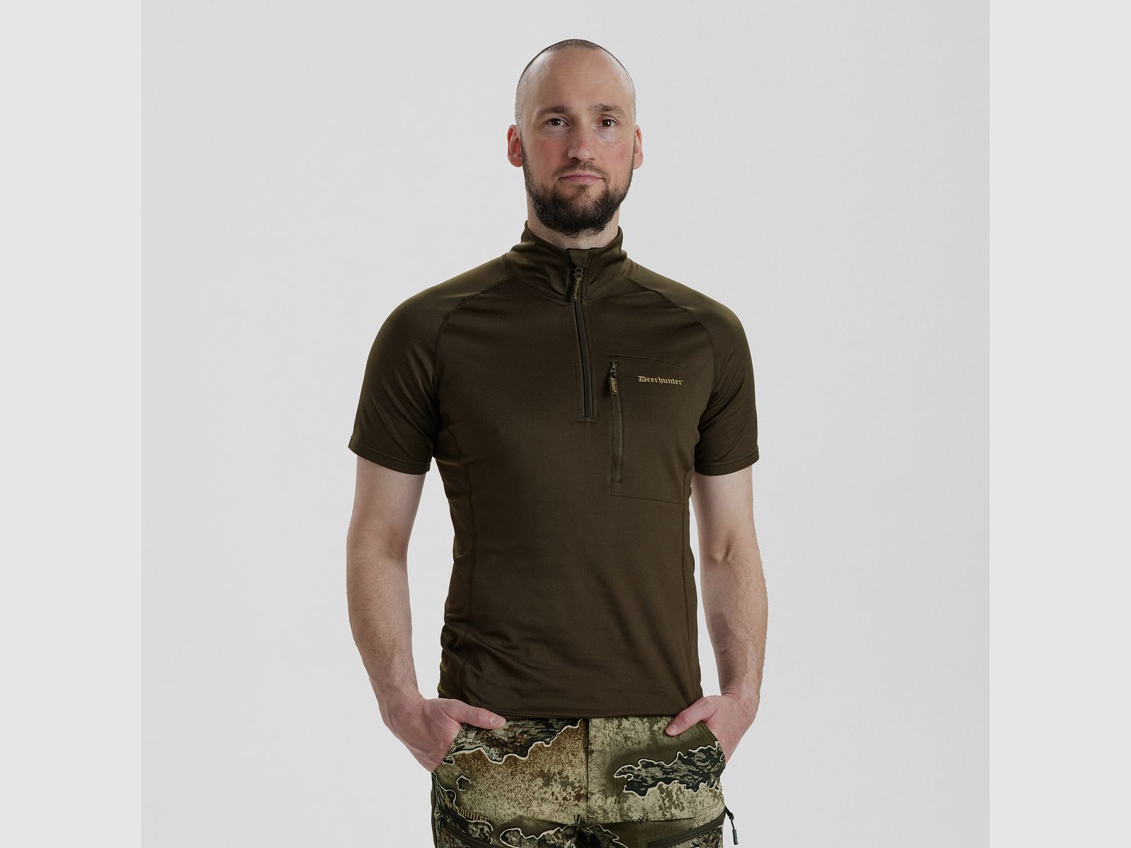 Excape Insulated T-Shirt mit RV-Kragen - Art Green – Größe: 3XL