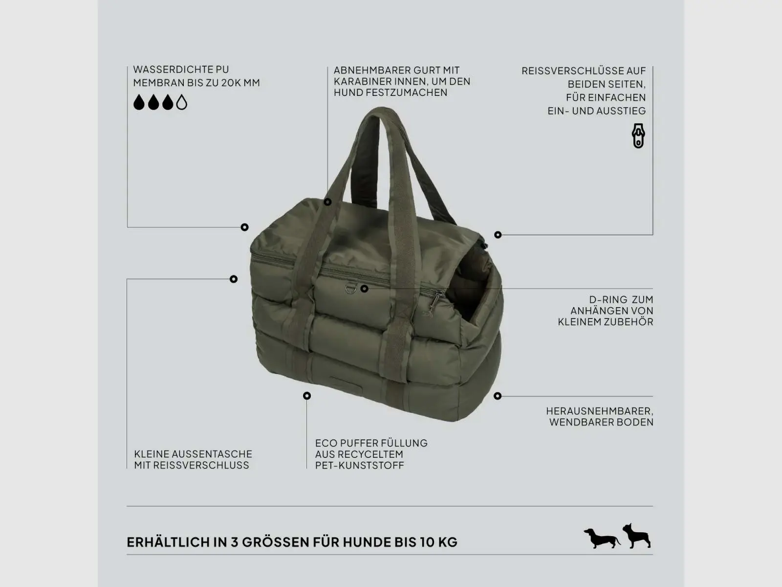 Hundetasche Montreal Light Olive, Bild 3 von 7