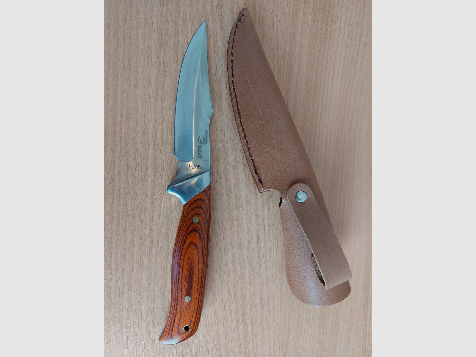 Hunting knife 13.3cm fixed blade Carl Linder Trekking 441912 including leather sheath NEW