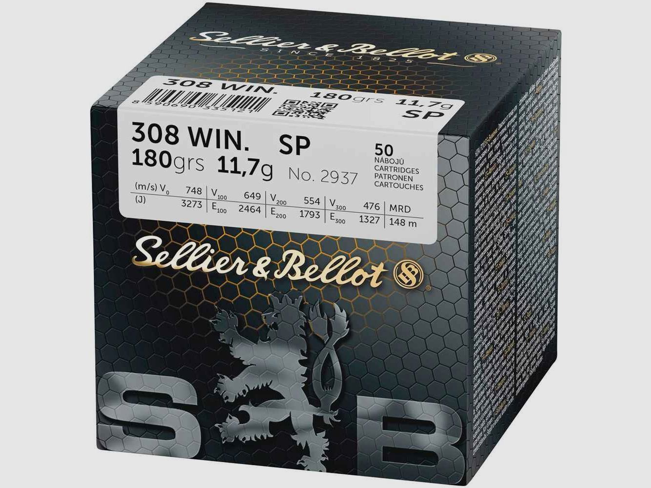 Sellier & Bellot .308 Win Enveloppe partielle, 180grs, Calibre