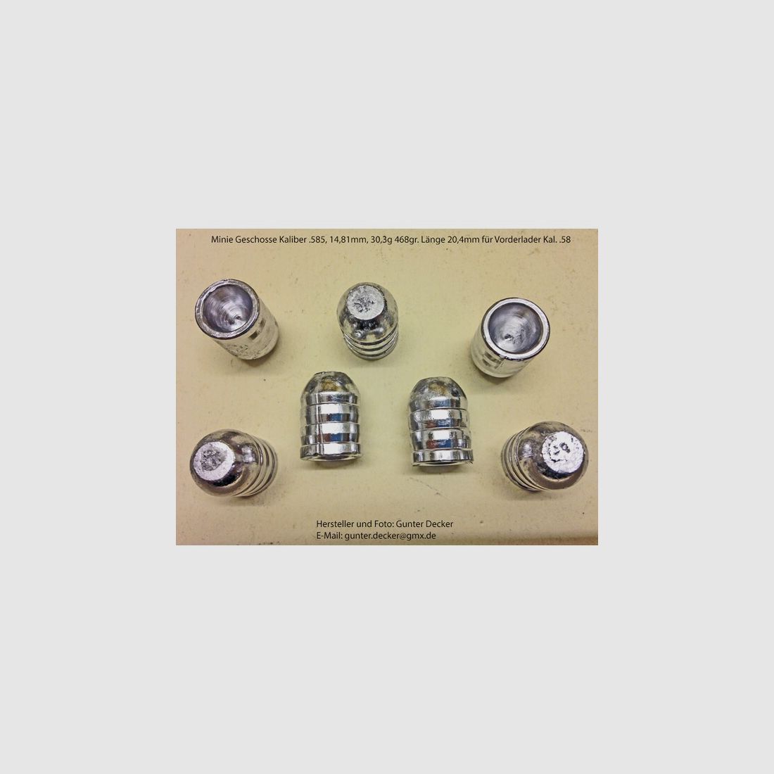 Minie Geschosse Kaliber .583 14,81mm Vorderlader Gewehre Kal. .58