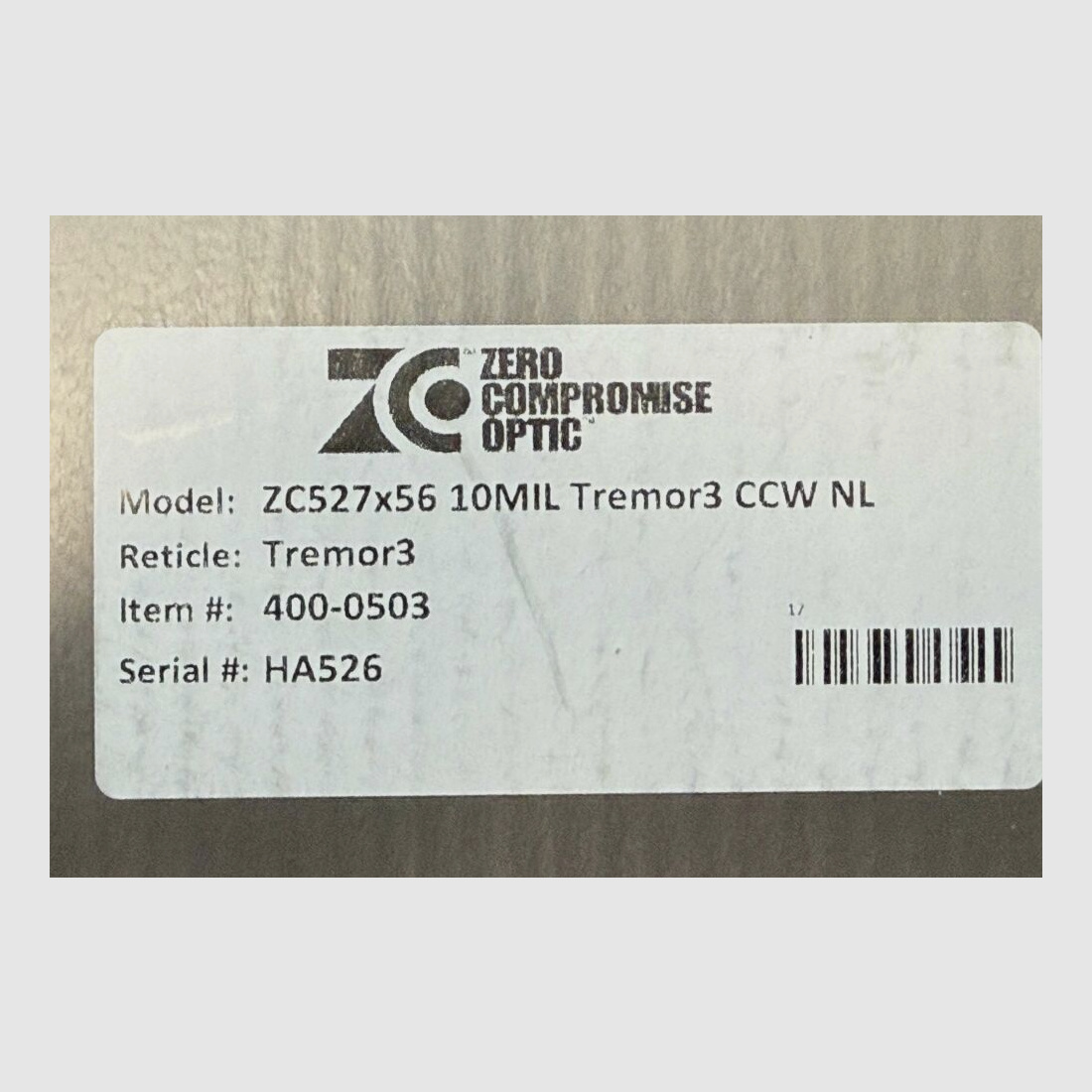 Zero Compromise ZC 5-27X56 10 MIl Tremor 3 CCW NL mit Eratac Montage