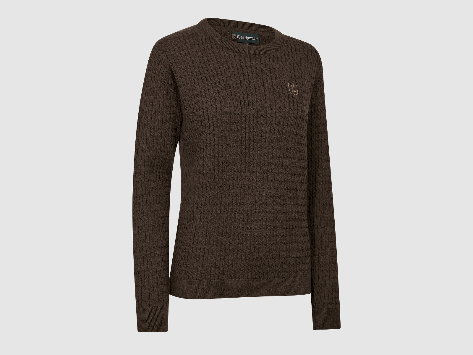Deerhunter Lady Harrington Kabelgebreide Trui Dames Bruin Melange 38