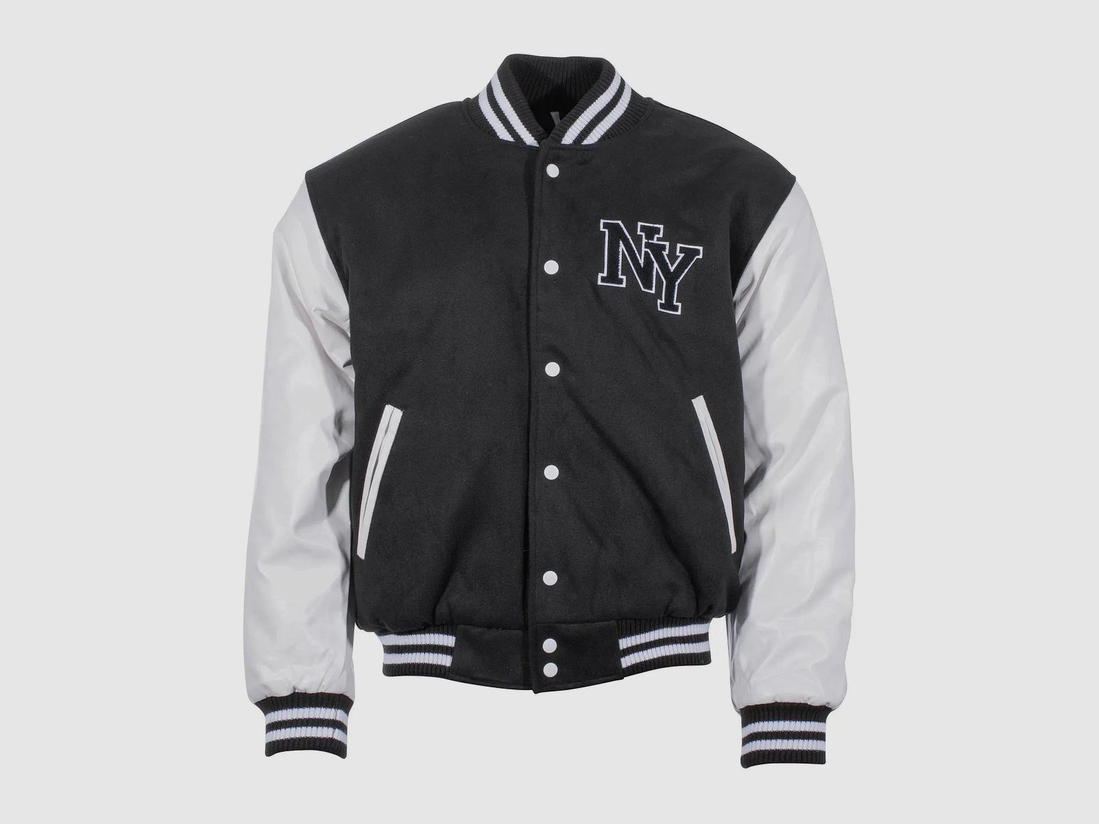 Mil-Tec Veste NY Baseball Jacket Patch - Noir/Blanc / S Hommes