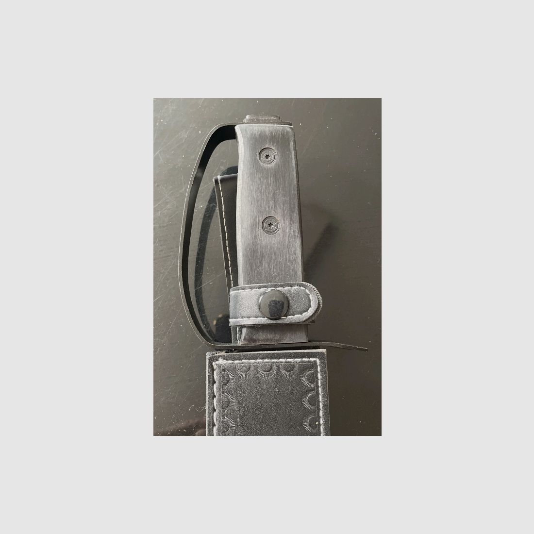 Pakkaholz XL Bowie, Rambo knife outdoor hunting knife, 37.9 cm, 590 grams like new leather sheath
