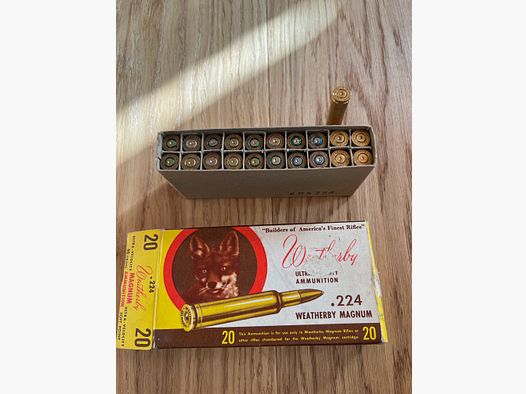 21 leere Hülsen .224 Weatherby Magnum