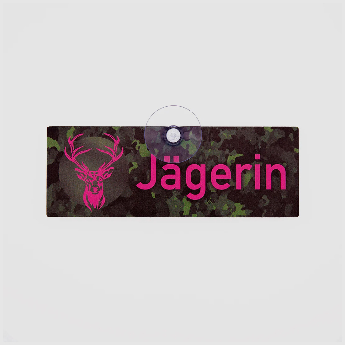 Jagdschild mit Saugnapf "Jägerin" pink