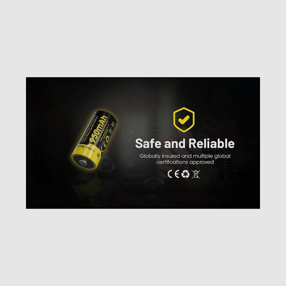 Nitecore NL169 950mAh CR123 Batería Recargable 16340, imagen 5 de 5