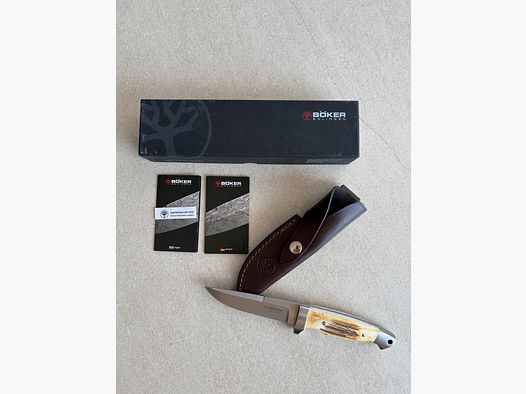 Böker Jagdmesser Hirschhorn | Neu | OVP | Lederscheide | Made in Germany