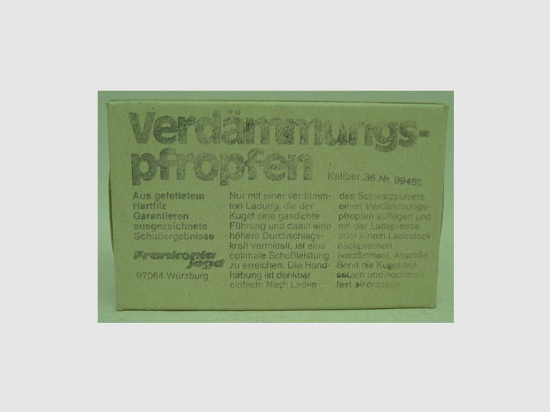 Verdämmungspfropfen .36 - a250, Fiz/gefettet