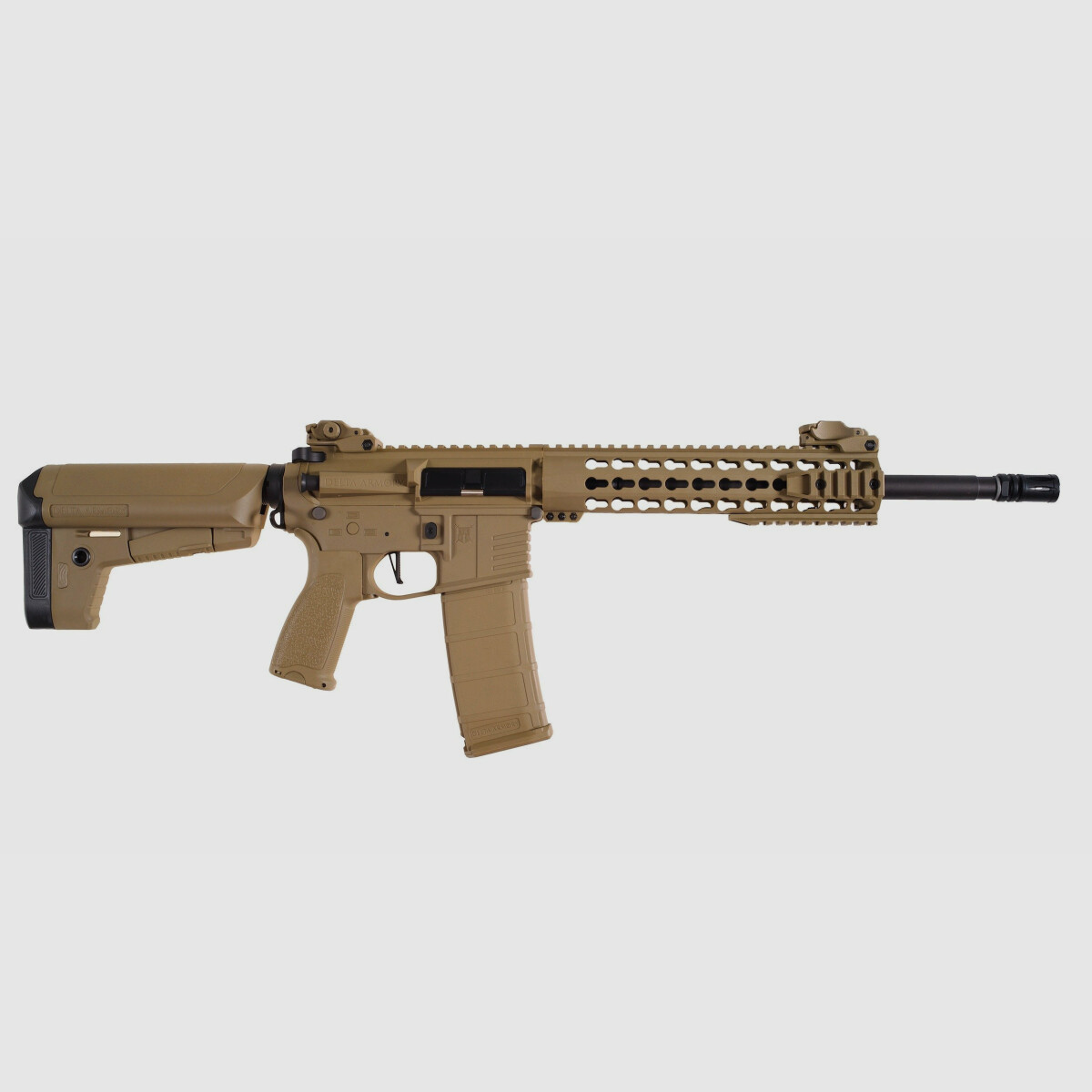 AR15 KeyMod 10 Zoll CHARLIE TAN S-AEG Softair Gewehr Frei ab 18 Jahren | Delta Armory