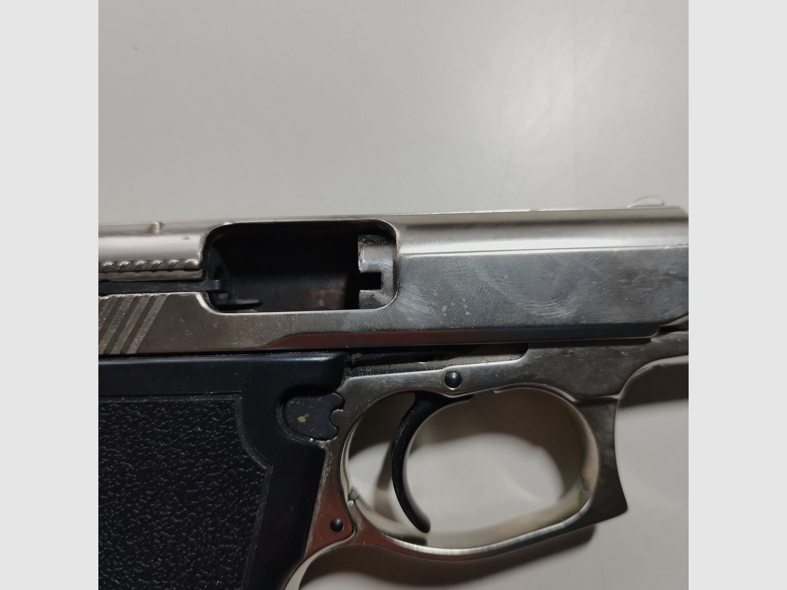 Mauser blank firing pistol HSc Mod. 90 nickel-plated caliber 9 mm P.A.K. Rare PTB