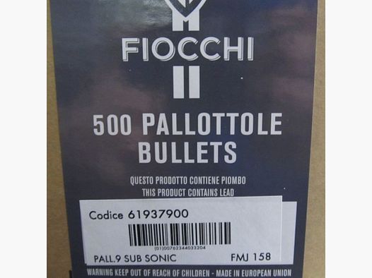 FIOCCHI Geschosse BLIND 9MM SUBSONIC
