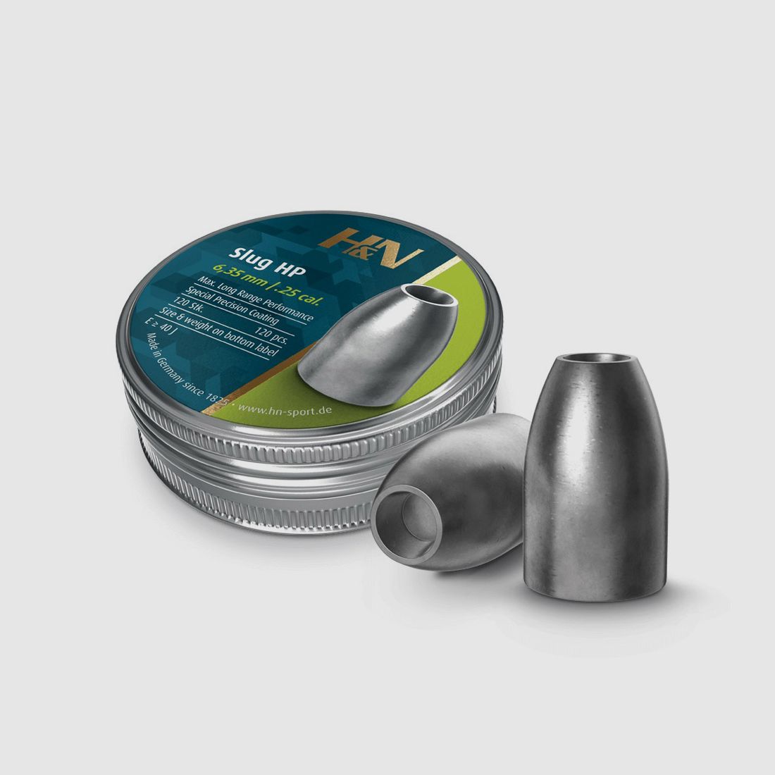 H&N Slug HP Diabolo, Hohlspitz, Kaliber 6,36 mm, 1,94 g, 30 gr, 120 StĂĽck