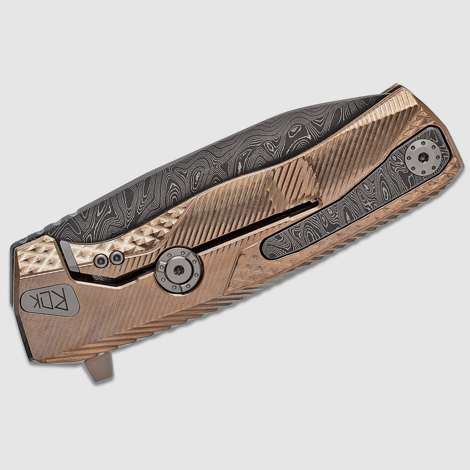 ROK DD GL, Nichols Scrambled Damascus-Klinge, Griff aus goldfarbenem Titan | 97320