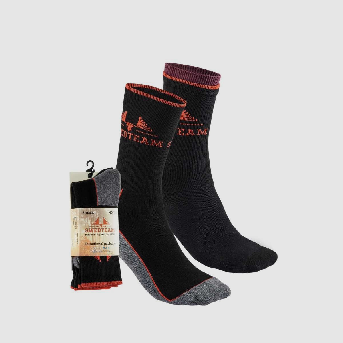 Swedteam Fonction 2-Pack Chaussettes Noires 40/42