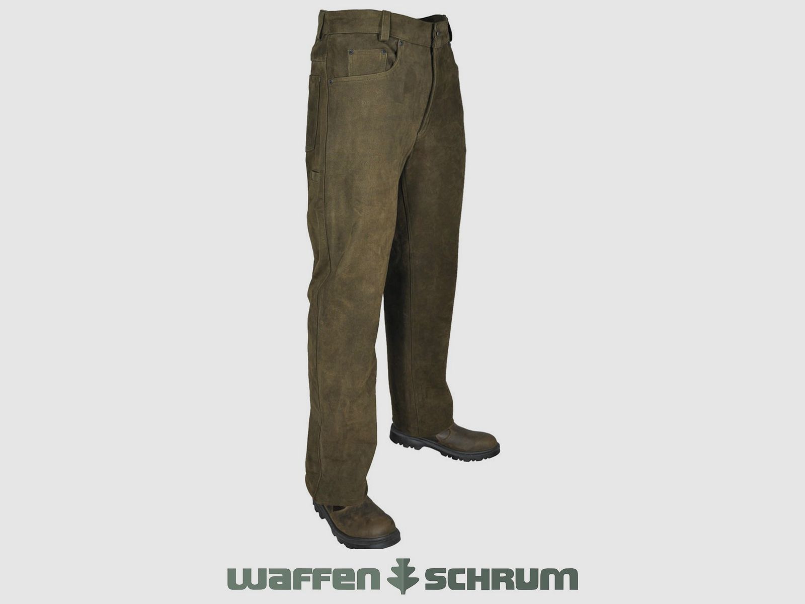 Hubertus Lederhose 5-Pocket Oliv