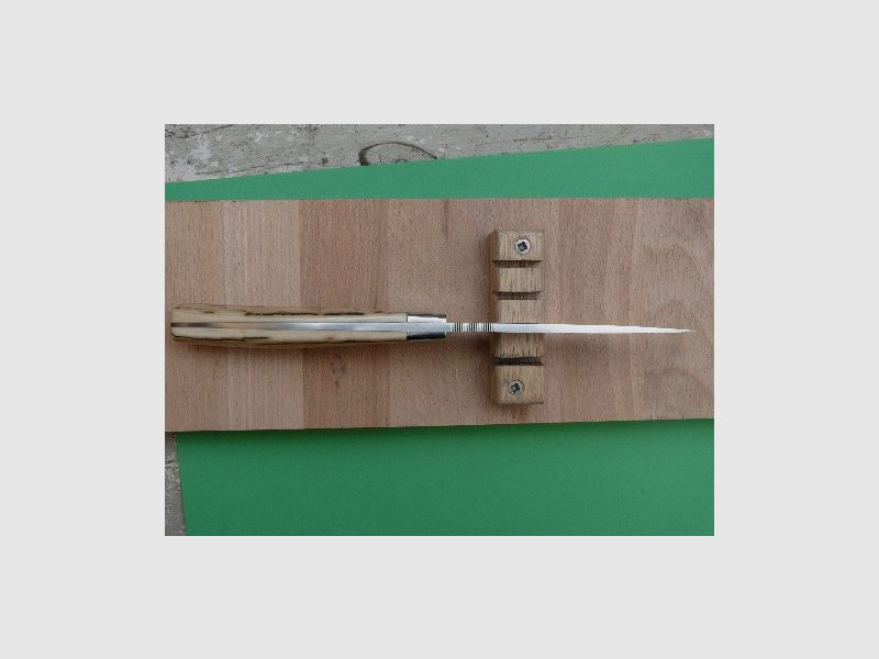 Handgefertigtes Jagdmesser, Stahl CPM 420V, Griffmaterial aus Mammutelfenbein