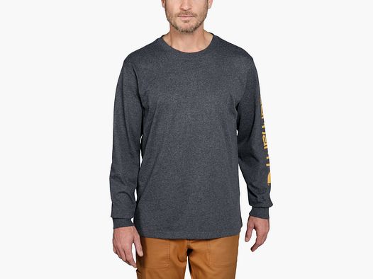 Carhartt Ärmel-Logo Langarm-T-Shirt, Herren, Carbon Heather, M