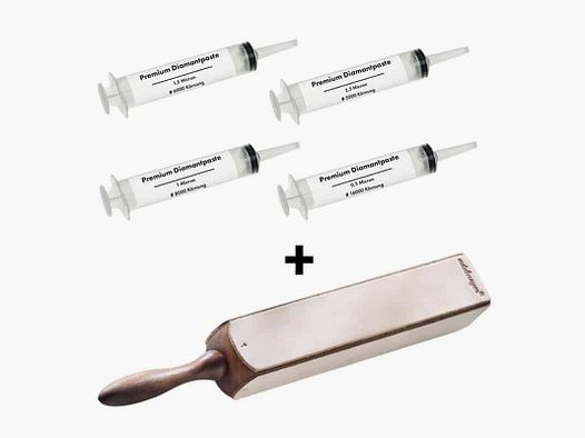 adelmayer® 4 seitiges Abziehleder + 4er Set Diamant Abziehpaste