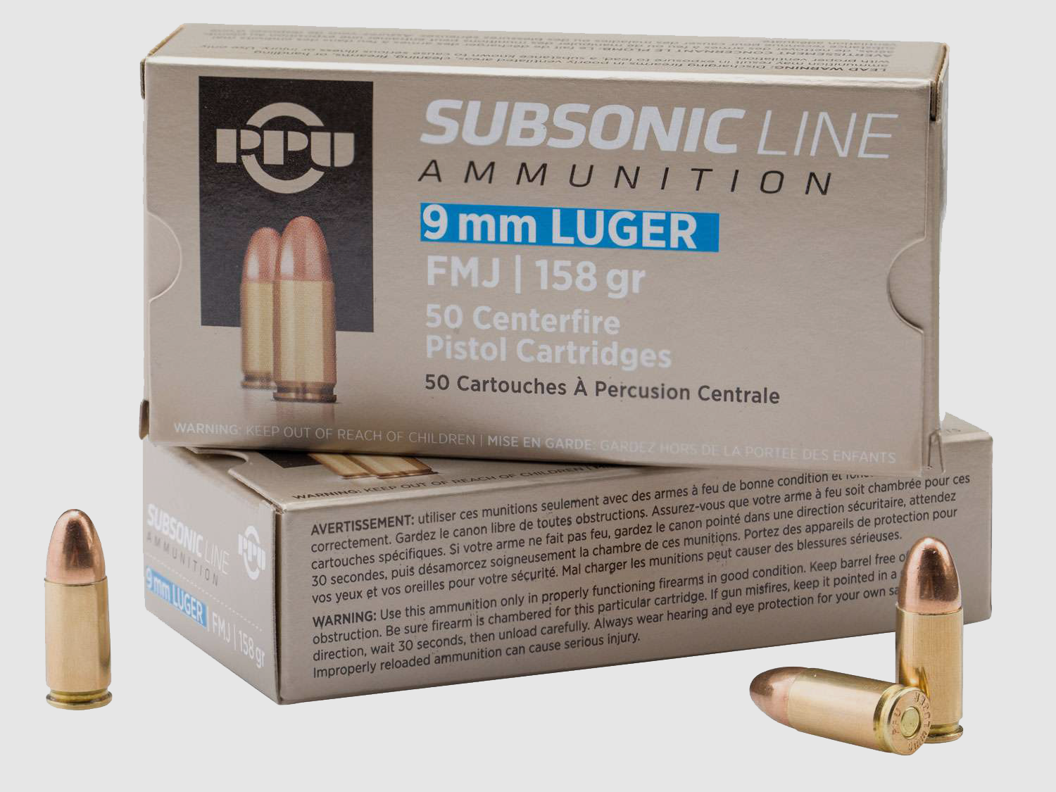PPU 9mm Para 9x19mm FMJ SUBSONIC – 50er Pkg