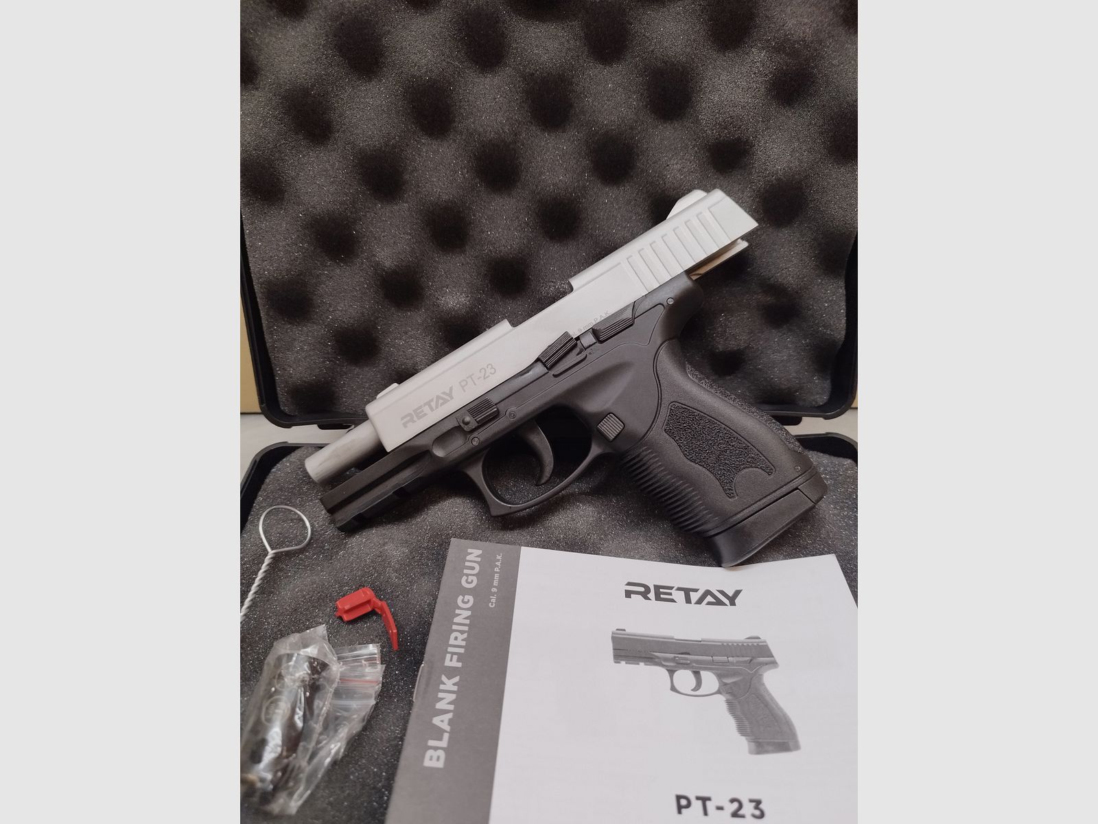 Retay PT-23 pistola a salve 9mm PAK Nickel !!Merce nuova!!