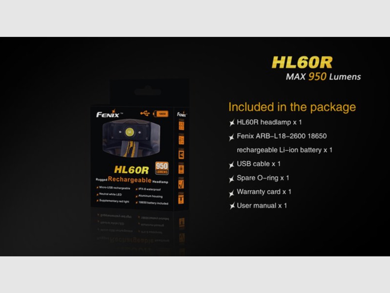 Fenix FEHL60R-Desert lampada frontale LED HL60R con connessione USB Desert