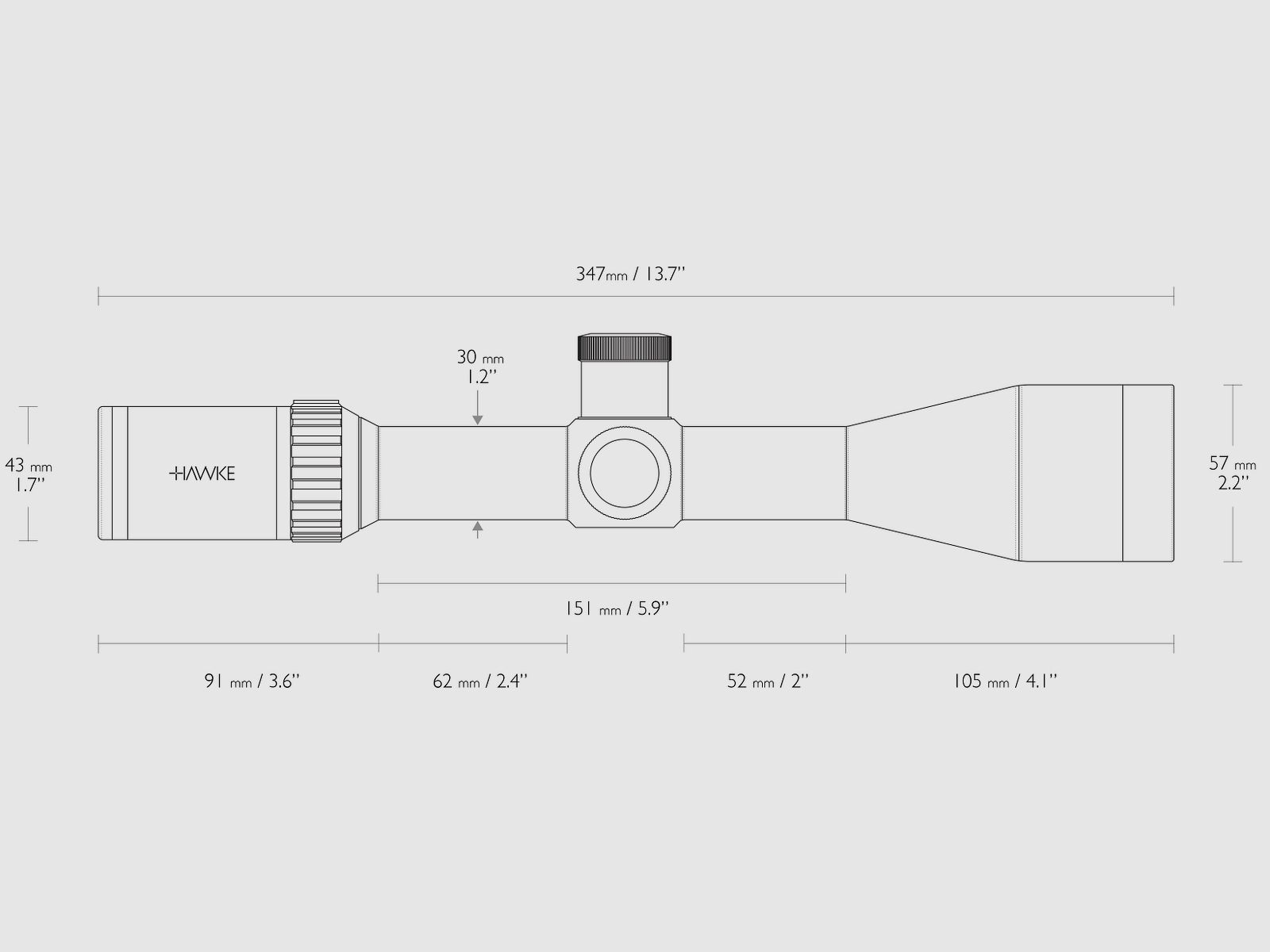 BWare Hawke 14295 telescopio VANTAGE 30 WA SF IR 4-16x50 RIMFIRE .22 LR HV ABSEHEN V435