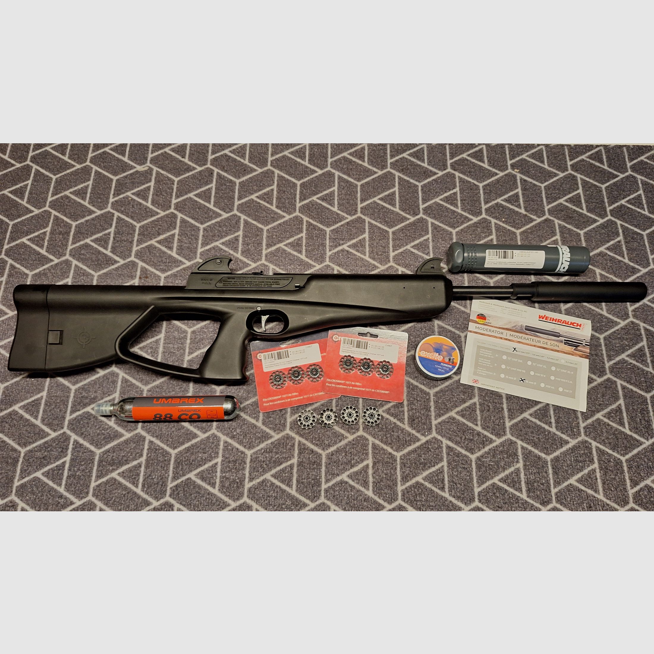 Crosman Nightstalker 4,5 Diabolo CO2 - RARITÉ! Silencieux + 10 chargeurs !