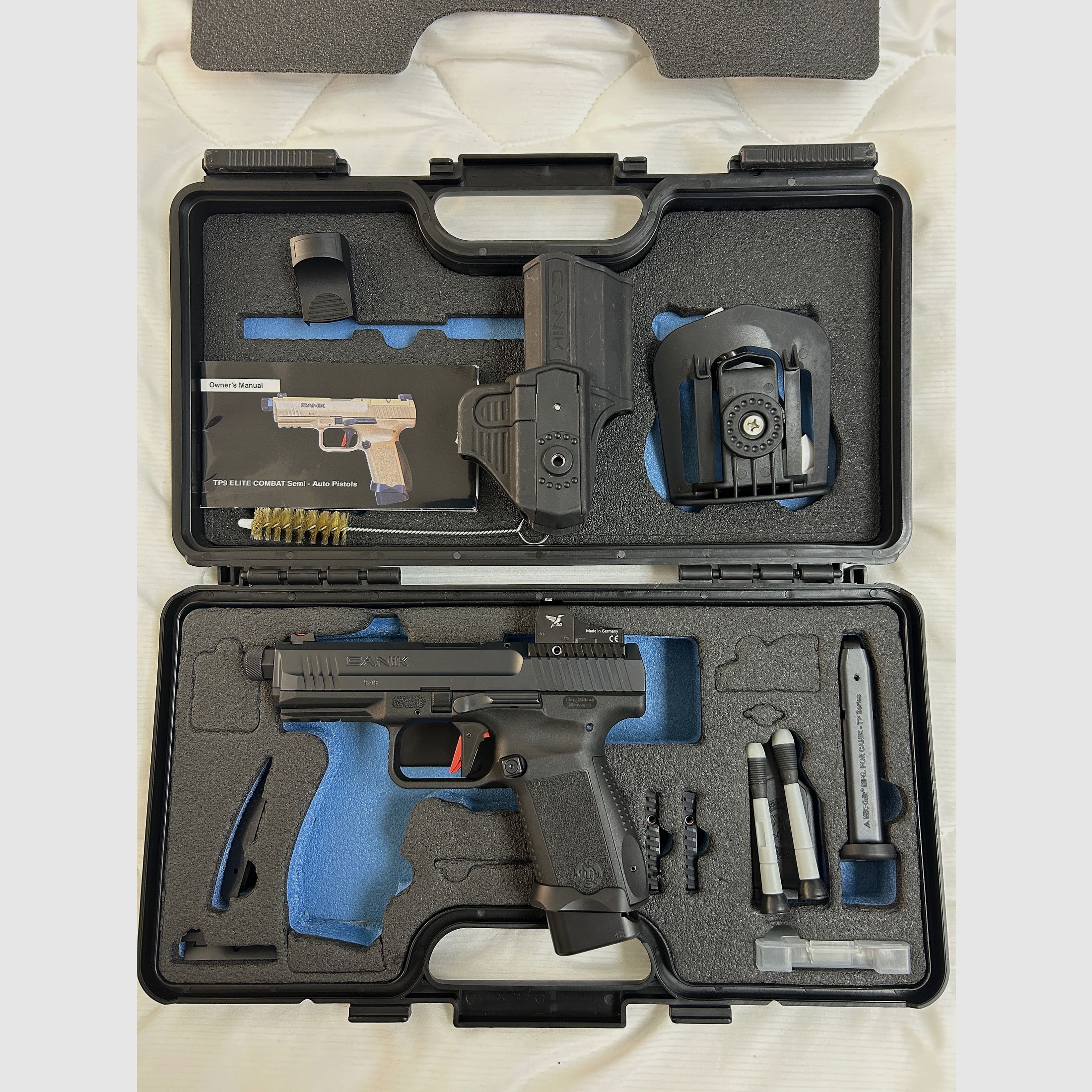Canik TP9 Elite Combat Black Schwarz Pistole Kaliber 9mm Luger + DDSight Mini RedDot Visier