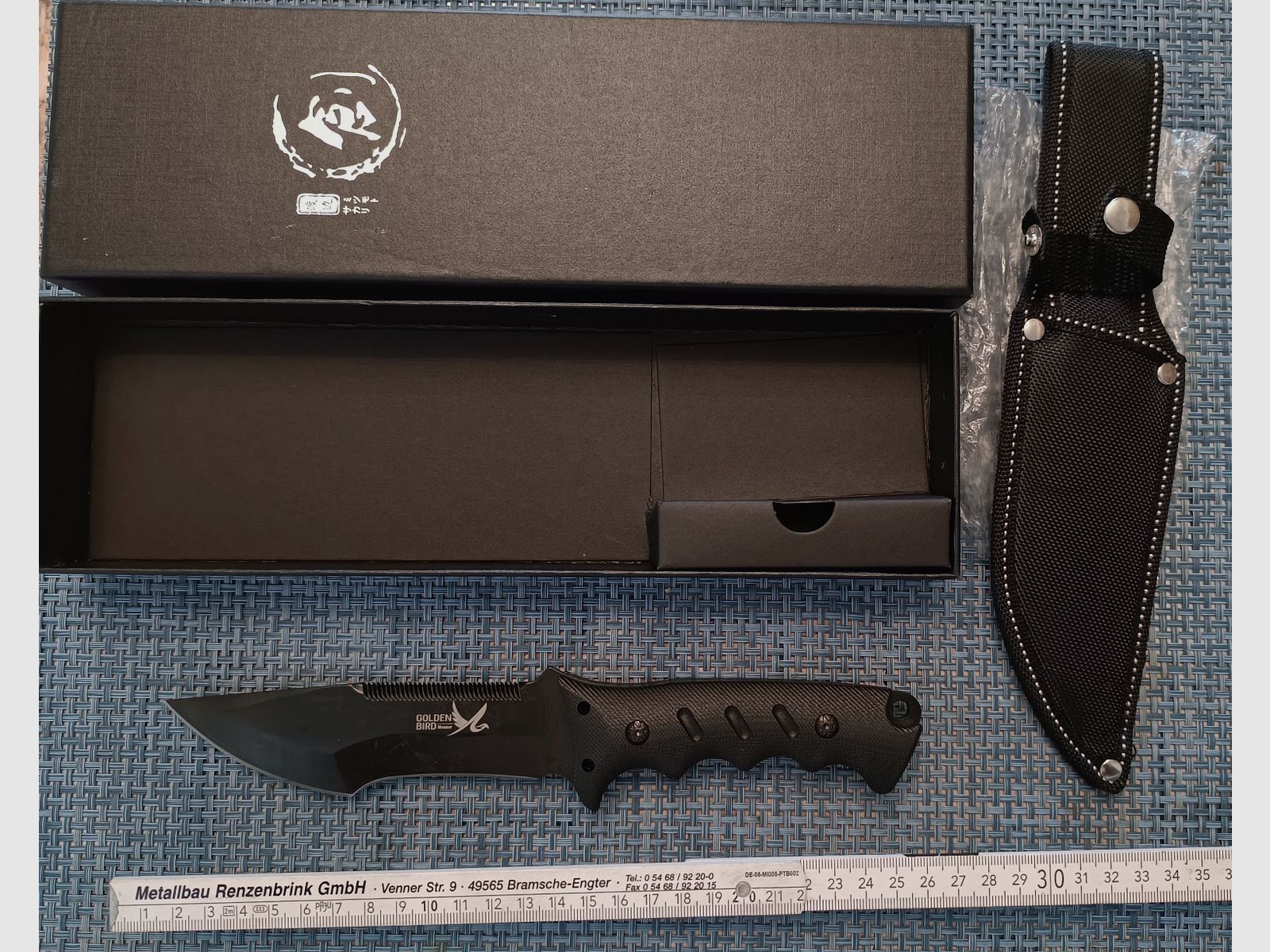 Cuchillo Bowie Caza Combate Pájaro Dorado