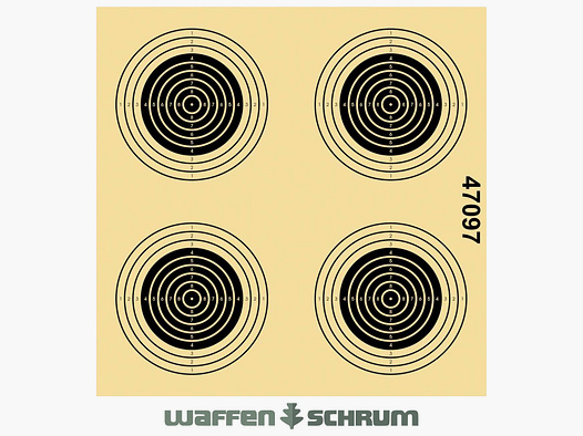Braun Network Trainingsscheiben für Luftgewehr 4 Spiegel mit allen Ringen, nummeriert Format: 12x12cm