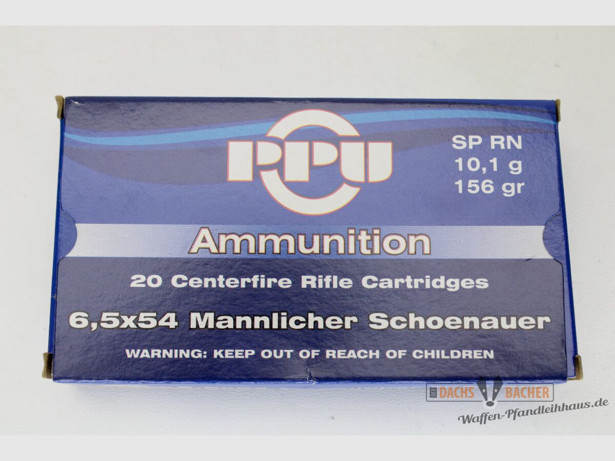 PPU Privi Partizan 6,5x54 Mannlich Schönauer 10,1g/156gr SP RN Teilmantel 20 Schuß