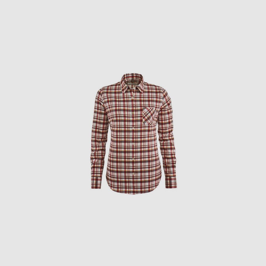 Blaser Damen BluseTwill bordeaux/natur/braun kariert