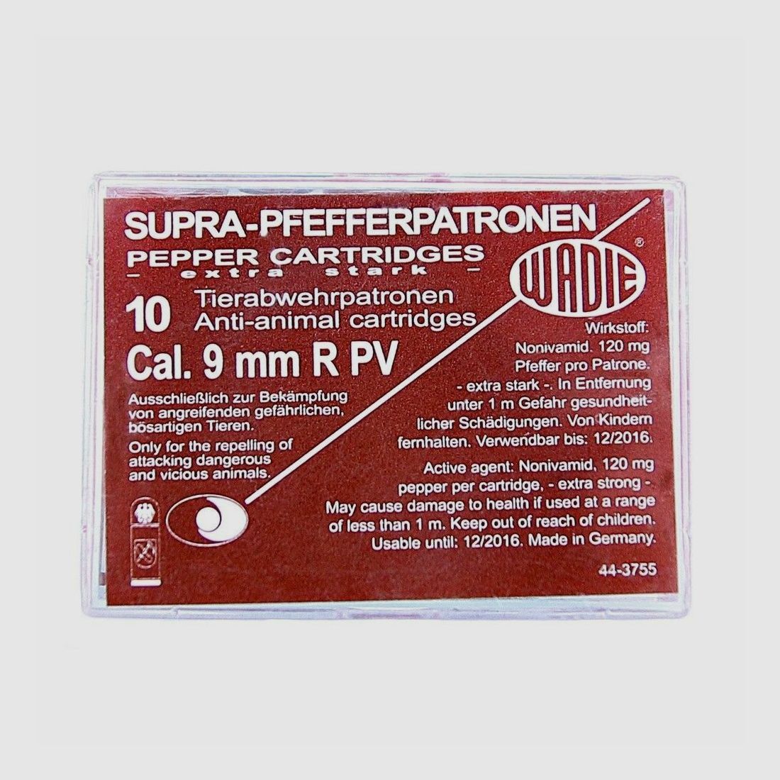 Wadie Supra cartouches au poivre R PV - 120mg NV en calibre 9mm