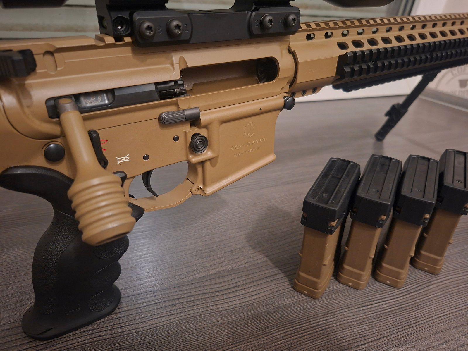 Schmeisser SP15 LMR, straight pull repeater, AR15 on yellow firearms ownership certificate, as new, RAL8000