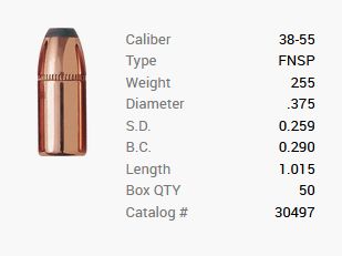 Barnes Geschoss .38-55/.375 255GR Originals FN FB 50 Stück