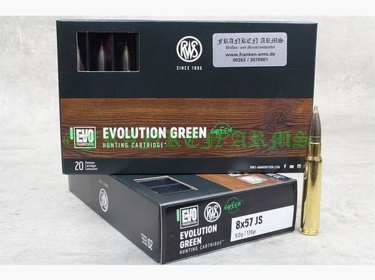 RWS Evo Green 8x57IS 139gr. 9,0g 20 pièces prix dégressif