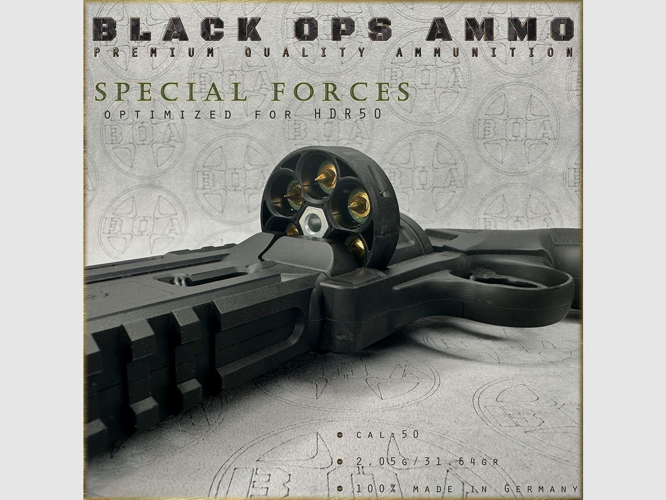 18x + 2 Special Forces BLACK OPS AMMO HDR 50 TR cal.50 Munition T4E Umarex HDR50 TR50