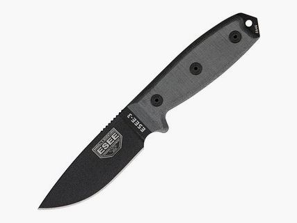 Esee Modell 3, glatte Schneide mit Scheide, schwarz