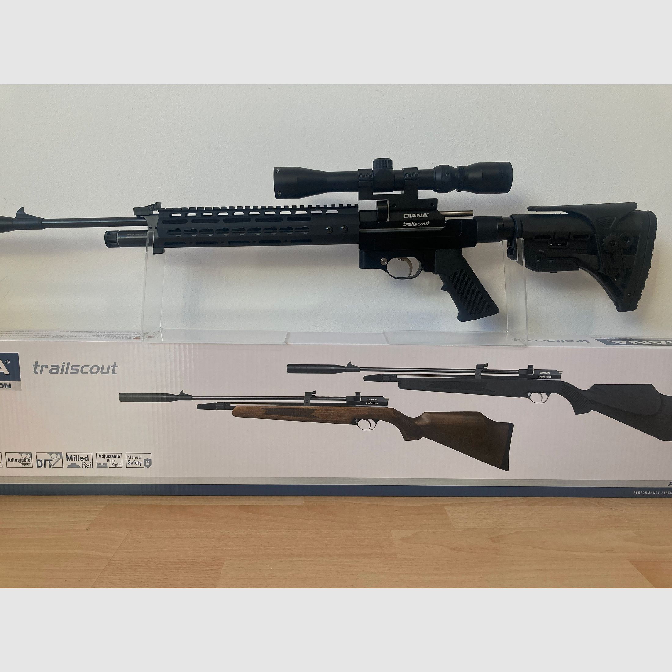 Diana Trailscout Luftgewehr 4,5mm Umbau AR15-Stil 7,5J, inklusive Zielfernrohr und 12J Ventil (nicht eingebaut)
