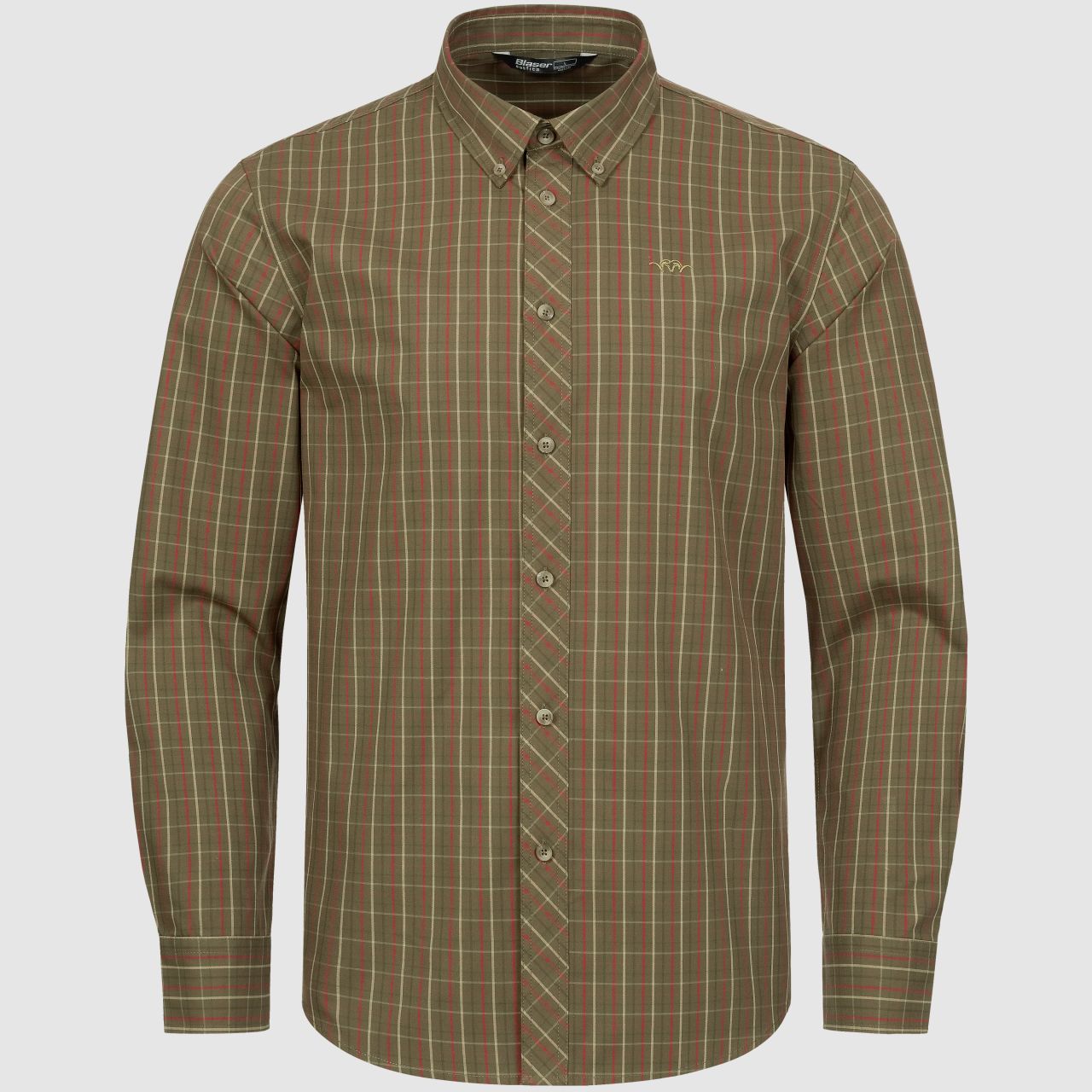 Blaser Herren Hemd Tristan 22 dunkel olive/rot kariert