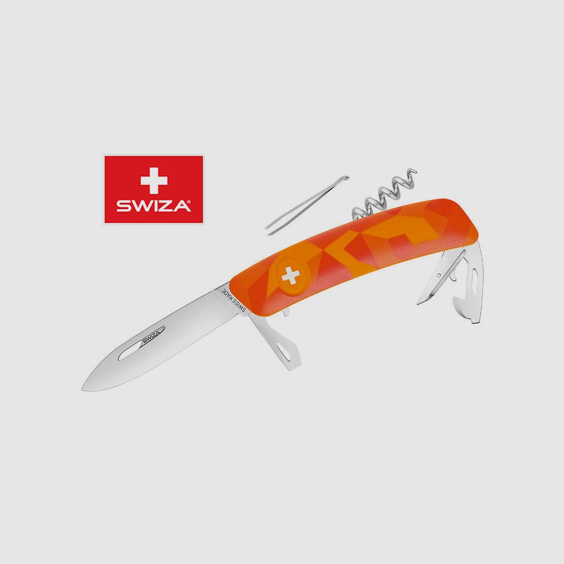 SWIZA Schweizer Messer FILIX D03 CAMO URBAN ORANGE, Edelstahl 440, 11 Funktionen, Korkenzieher