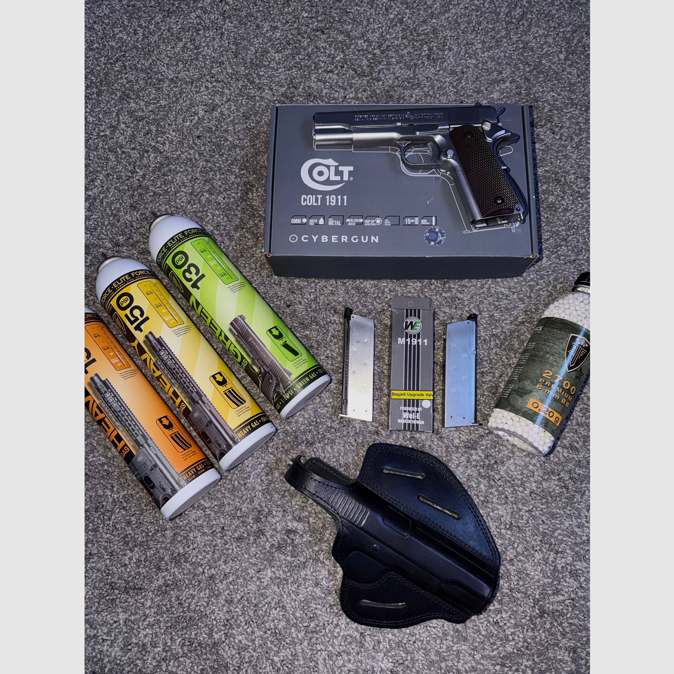 Cybergun / AWC Colt 1911A1 Vollmetall GBB 6mm BB silber